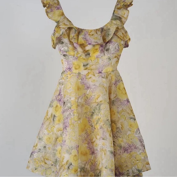 Zimmermann Floral Mini Dress in Yellow and Cream - Picture 4 of 8